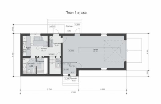 Одноэтажный дом с мансардой, парилкой и гаражом